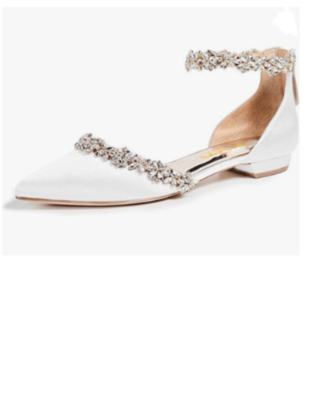 XYD White Pointed Toe Sparkly Rhinestones Ankle Strap D'Orsay Wedding Sandals